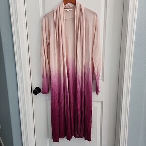 Jonathan Simkhai Sweater Cardigan M 100% Cashmere Pink Purple Ombre Duster Scarf